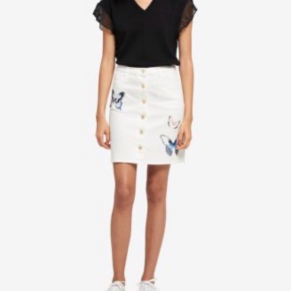 Donna Karan Dresses & Skirts - Donna Karan White Skirt with Butterfly Accents embroidery XS